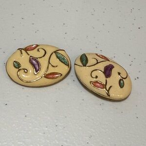 Elegant Cream and Multicolor Enamel Shoe Clips